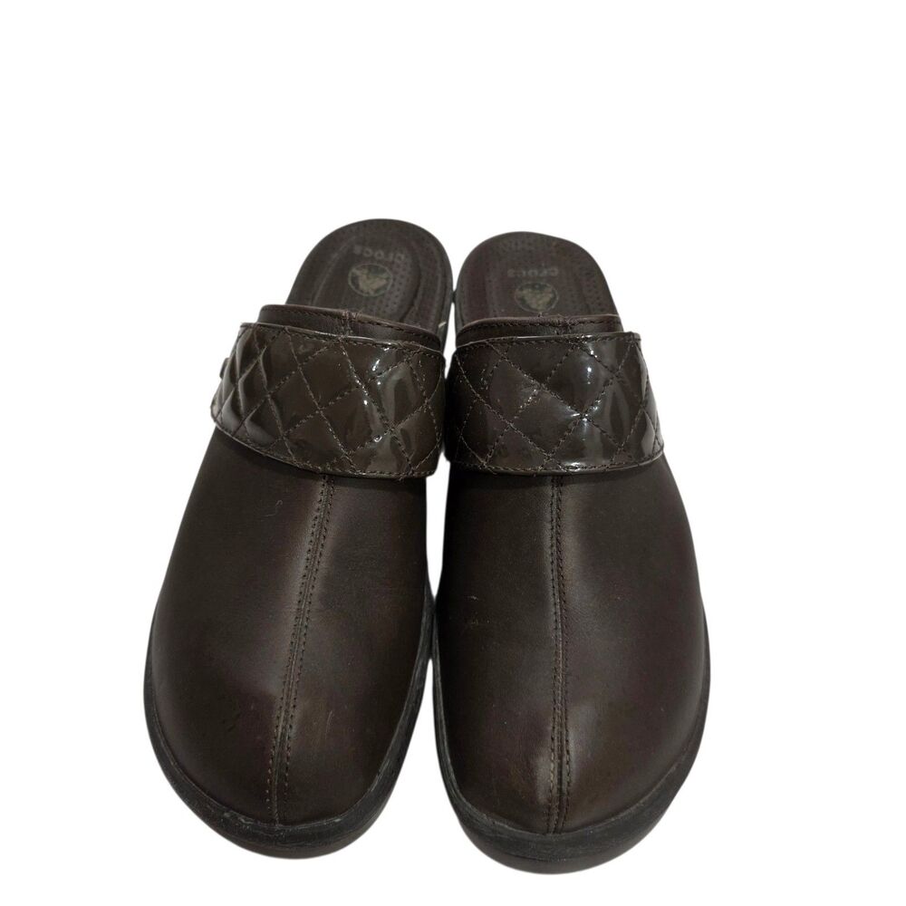 Crocs Brown Mary Jane Wedge Mule Clogs Womens Comfort Slip On Shoes